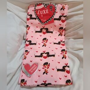 New Luxe Dachshund Pink Love Valentine's Set Of Two Kitchen Hand Towels